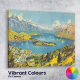Scenic Queenstown New Zealand Lake Wakatipu Snow Capped Mountains Panorama Travel Poster Canvas Wall Art Print Decor Picture Ready to Hang