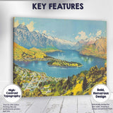Scenic Queenstown New Zealand Lake Wakatipu Snow Capped Mountains Panorama Travel Poster Canvas Wall Art Print Decor Picture Ready to Hang