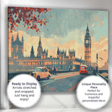 Retro London Westminster Big Ben Classic Taxi City Skyline Travel Poster Canvas Wall Art Print Decor Picture Ready to Hang