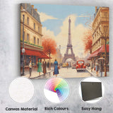 Romantic Paris France Eiffel Tower Autumn Street Scene Travel Poster Canvas Wall Art Print Decor Picture Ready to Hang