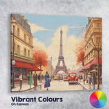 Romantic Paris France Eiffel Tower Autumn Street Scene Travel Poster Canvas Wall Art Print Decor Picture Ready to Hang