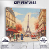 Romantic Paris France Eiffel Tower Autumn Street Scene Travel Poster Canvas Wall Art Print Decor Picture Ready to Hang