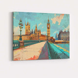 Scenic London England Westminster Bridge Big Ben Cityscape Travel Poster Canvas Wall Art Print Decor Picture Ready to Hang