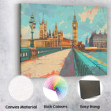 Scenic London England Westminster Bridge Big Ben Cityscape Travel Poster Canvas Wall Art Print Decor Picture Ready to Hang