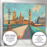 Scenic London England Westminster Bridge Big Ben Cityscape Travel Poster Canvas Wall Art Print Decor Picture Ready to Hang