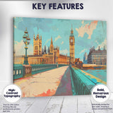 Scenic London England Westminster Bridge Big Ben Cityscape Travel Poster Canvas Wall Art Print Decor Picture Ready to Hang