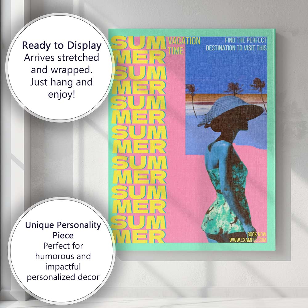 Retro Summer Vacation Beach Fashion Travel Poster Canvas Wall Art Print Decor Picture Ready to Hang
