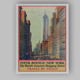 Classic Fifth Avenue New York City Empire State Building Travel Poster Canvas Wall Art Print Decor Picture Ready to Hang