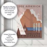 Minimalist Montana Mountain Lake Native American Travel Poster Canvas Wall Art Print Decor Picture Ready to Hang