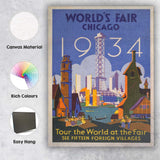 Art Deco Chicago Worlds Fair International Exhibition Poster Canvas Wall Art Print Decor Picture Ready to Hang