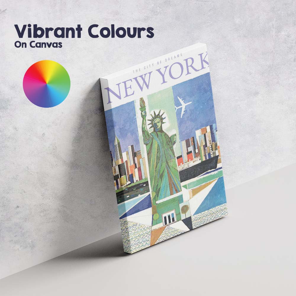 Modern New York Statue of Liberty Skyline Travel Poster Canvas Wall Art Print Decor Picture Ready to Hang