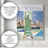 Modern New York Statue of Liberty Skyline Travel Poster Canvas Wall Art Print Decor Picture Ready to Hang