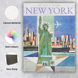 Modern New York Statue of Liberty Skyline Travel Poster Canvas Wall Art Print Decor Picture Ready to Hang