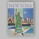 Modern New York Statue of Liberty Skyline Travel Poster Canvas Wall Art Print Decor Picture Ready to Hang