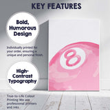 Minimalist Pink Eight Ball Illustration Retro Canvas Wall Art Print Decor Picture Ready to Hang