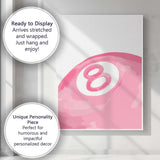 Minimalist Pink Eight Ball Illustration Retro Canvas Wall Art Print Decor Picture Ready to Hang