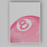 Minimalist Pink Eight Ball Illustration Retro Canvas Wall Art Print Decor Picture Ready to Hang
