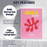 Ibiza Bohemia Pink Travel Poster Retro Canvas Wall Art Print Decor Picture Ready to Hang