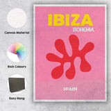 Ibiza Bohemia Pink Travel Poster Retro Canvas Wall Art Print Decor Picture Ready to Hang