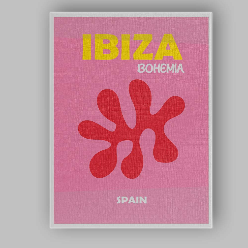 Ibiza Bohemia Pink Travel Poster Retro Canvas Wall Art Print Decor Picture Ready to Hang