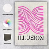 Abstract Pink Wavy Optical Illusion Typography Canvas Wall Art Print Decor Picture Ready to Hang