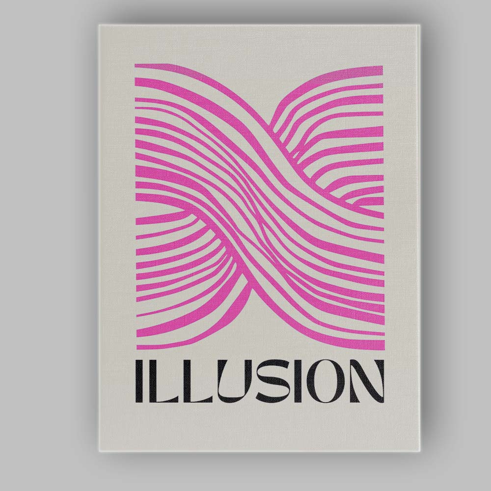 Abstract Pink Wavy Optical Illusion Typography Canvas Wall Art Print Decor Picture Ready to Hang
