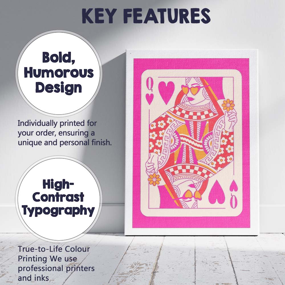 Retro Happy Hearts Day Typography Pastel Love Canvas Wall Art Print Decor Picture Ready to Hang