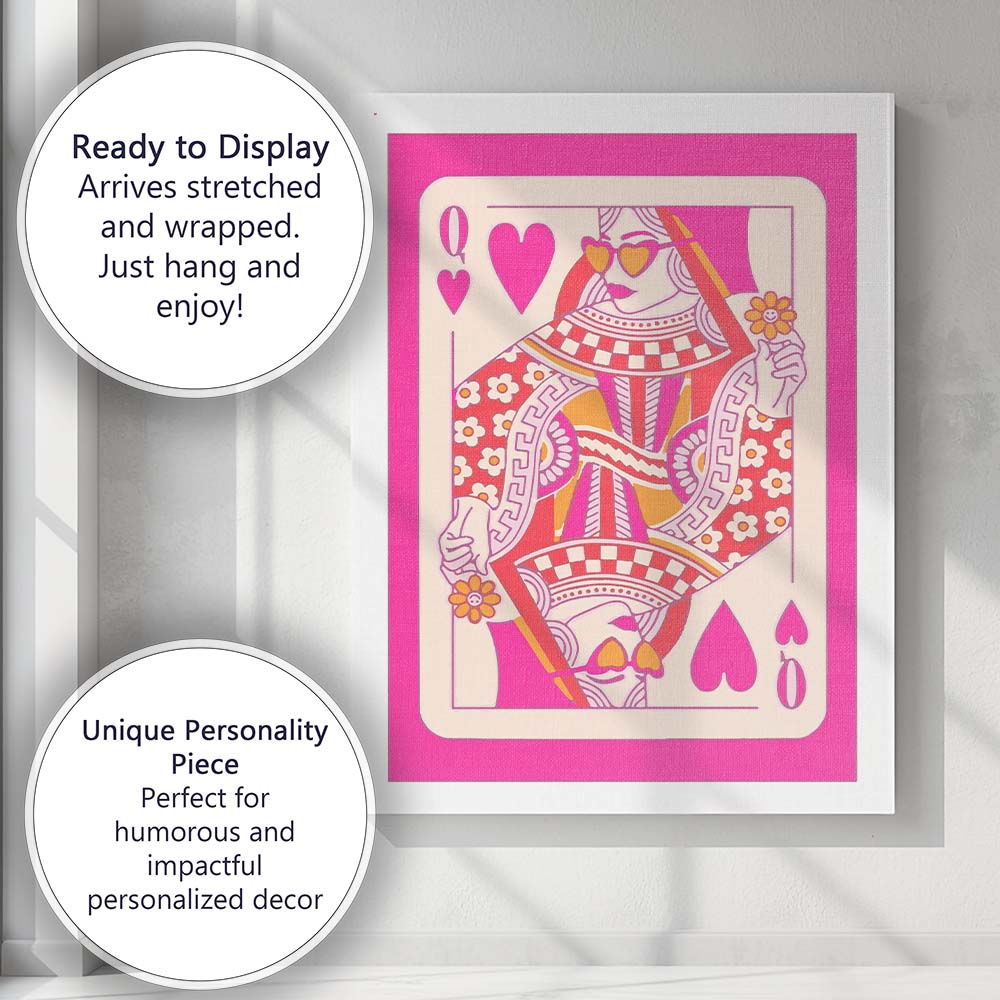 Retro Happy Hearts Day Typography Pastel Love Canvas Wall Art Print Decor Picture Ready to Hang