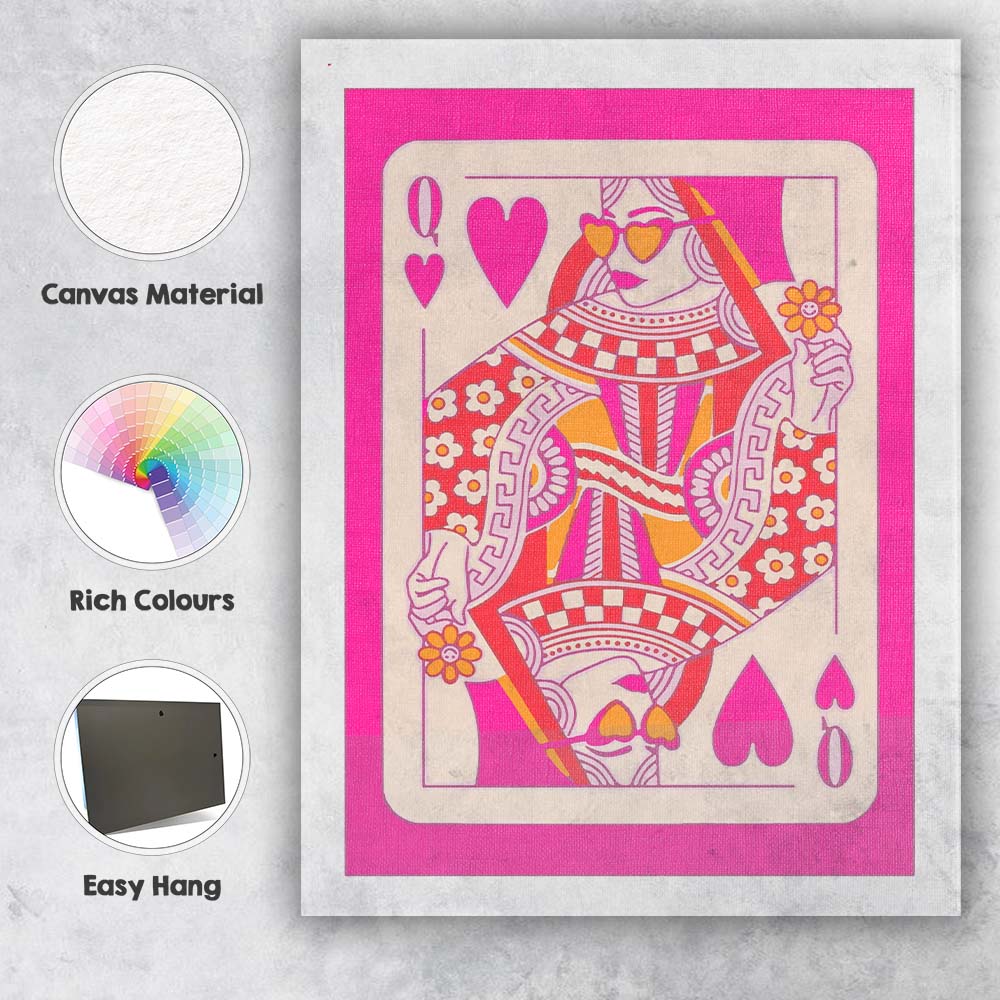 Retro Happy Hearts Day Typography Pastel Love Canvas Wall Art Print Decor Picture Ready to Hang