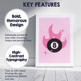 Minimalist Flaming Eight Ball Retro Illustration Canvas Wall Art Print Decor Picture Ready to Hang