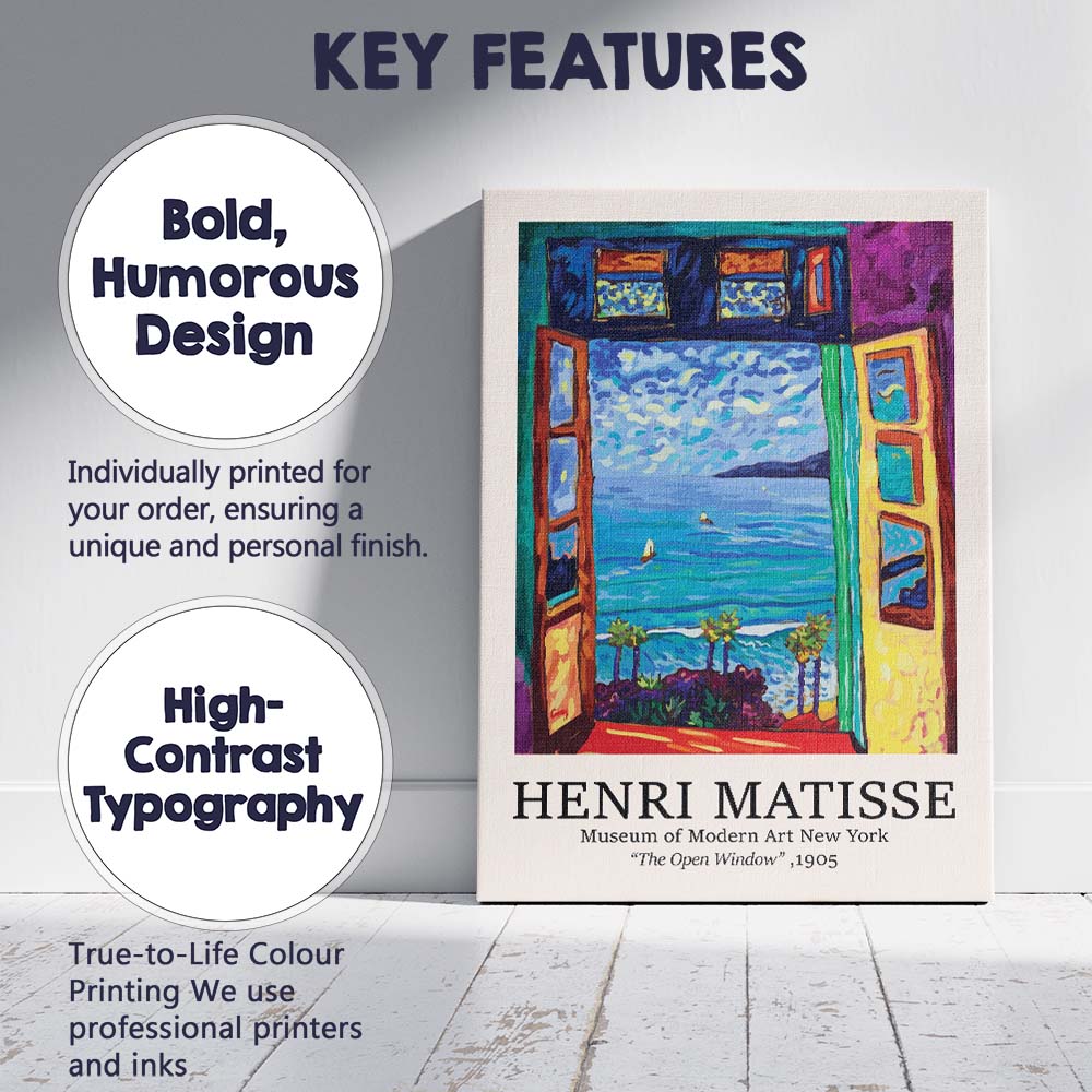 Henri Matisse Open Window Coastal Art Exhibition Canvas Wall Art Print Decor Picture Ready to Hang