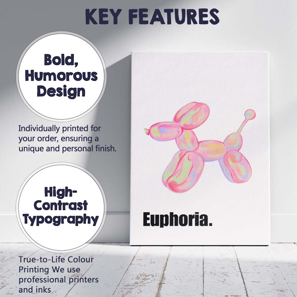Pastel Balloon Dog Pop Art Illustration Canvas Wall Art Print Decor Picture Ready to Hang