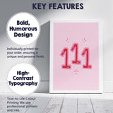 Pink Angel Number 111 Spiritual Numerology Poster Canvas Wall Art Print Decor Picture Ready to Hang