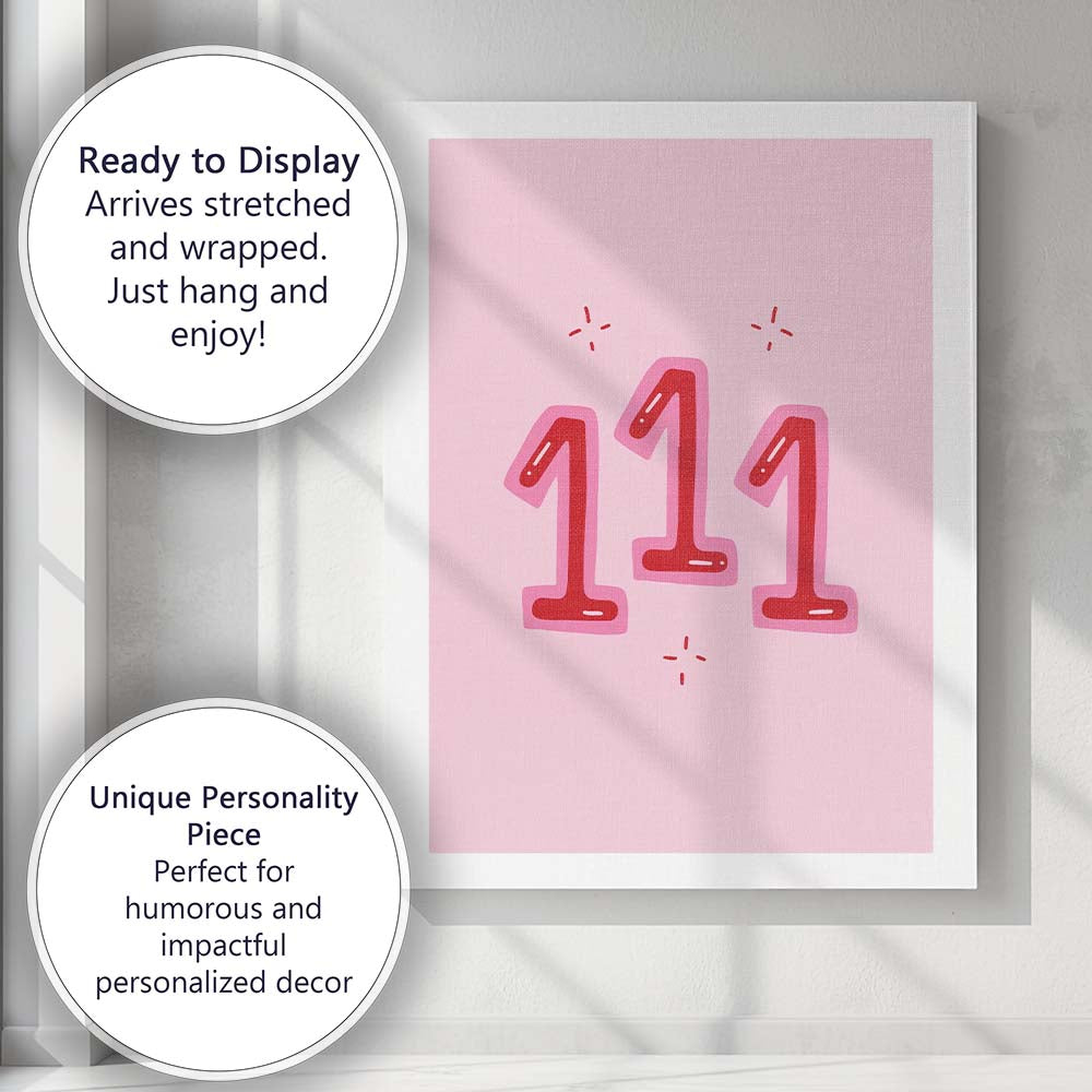 Pink Angel Number 111 Spiritual Numerology Poster Canvas Wall Art Print Decor Picture Ready to Hang