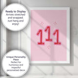 Pink Angel Number 111 Spiritual Numerology Poster Canvas Wall Art Print Decor Picture Ready to Hang