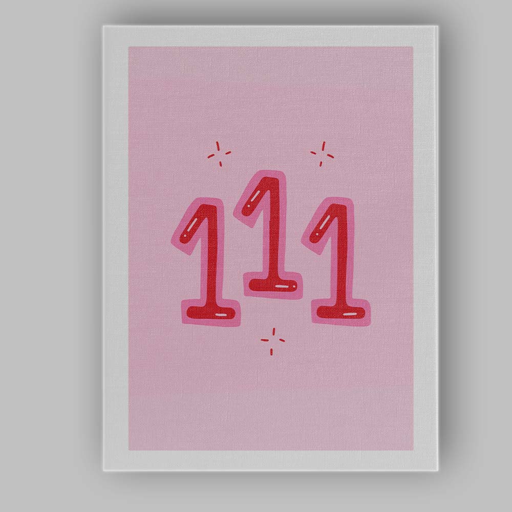 Pink Angel Number 111 Spiritual Numerology Poster Canvas Wall Art Print Decor Picture Ready to Hang