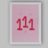Pink Angel Number 111 Spiritual Numerology Poster Canvas Wall Art Print Decor Picture Ready to Hang