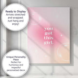 You Got This Girl Pink Motivational Quote Canvas Wall Art Print Decor Picture Ready to Hang