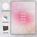 You Got This Girl Pink Motivational Quote Canvas Wall Art Print Decor Picture Ready to Hang