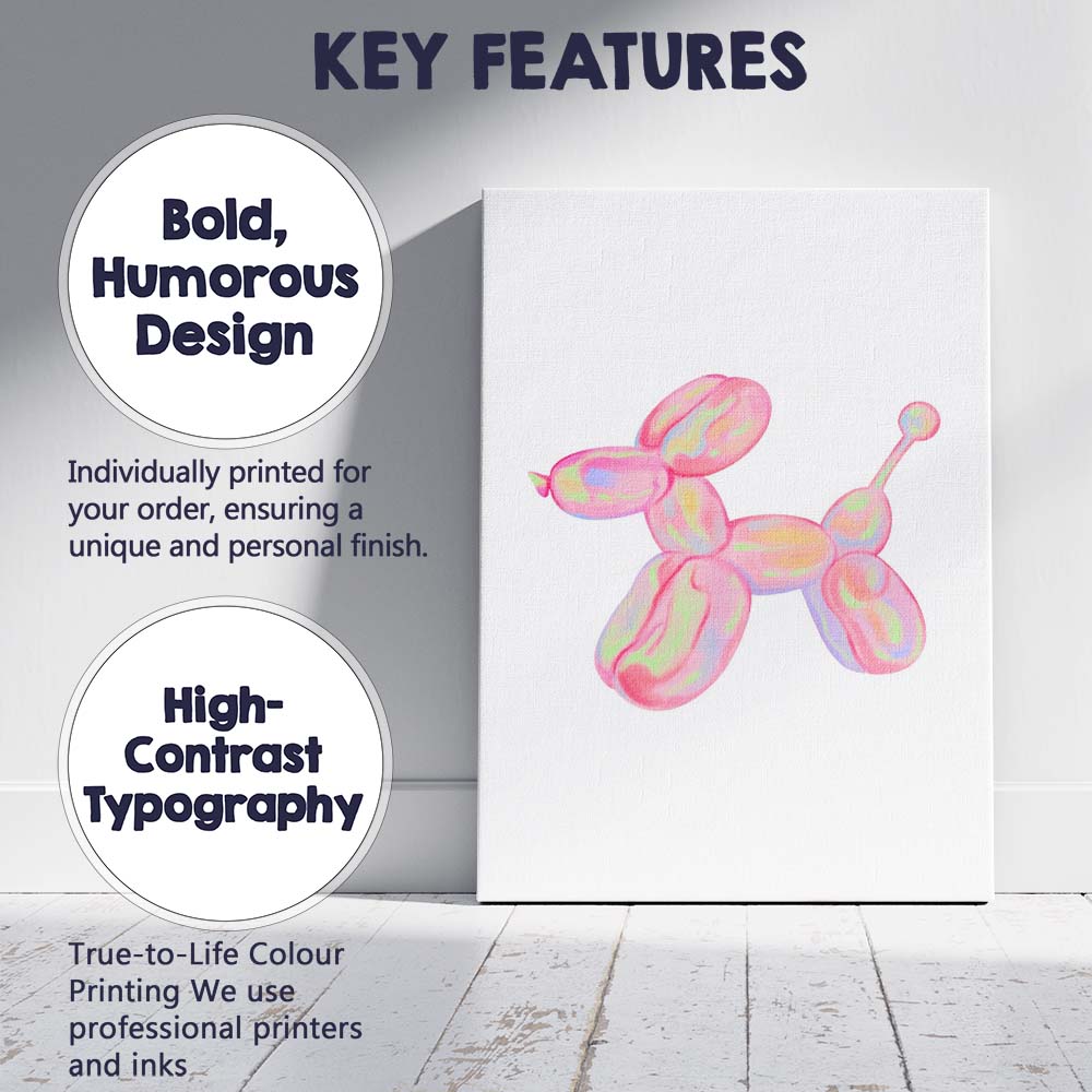 Pastel Balloon Dog Minimal Pop Art Canvas Wall Art Print Decor Picture Ready to Hang
