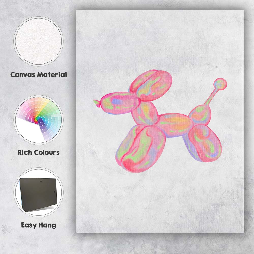 Pastel Balloon Dog Minimal Pop Art Canvas Wall Art Print Decor Picture Ready to Hang