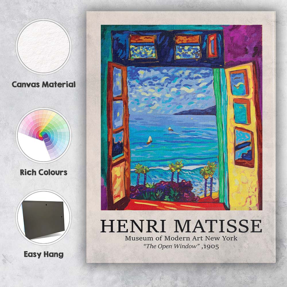 Henri Matisse The Open Window Fauvist Coastal Landscape Canvas Wall Art Print Decor Picture Ready to Hang