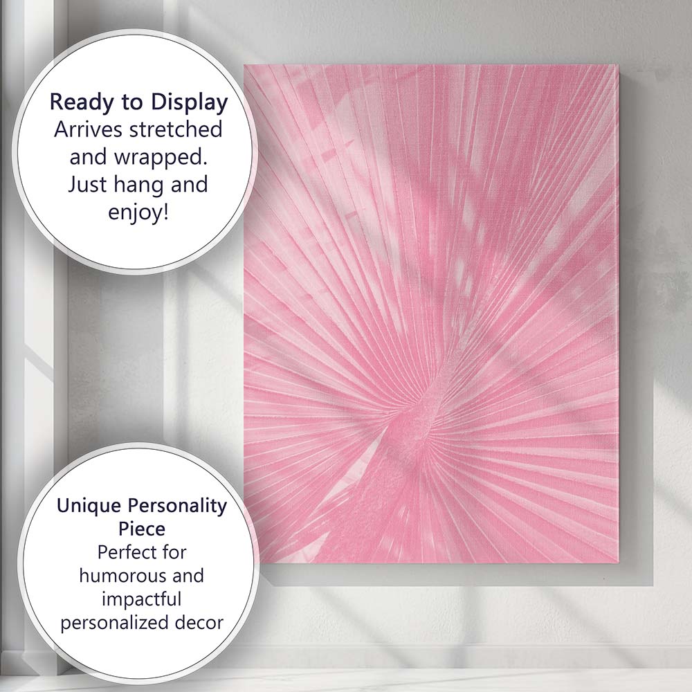 Pink Tropical Palm Leaf Botanical Minimal Photography Canvas Wall Art Print Decor Picture Ready to Hang