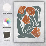 Abstract Earth Tone Floral Botanical Cutout Illustration Canvas Wall Art Print Decor Picture Ready to Hang