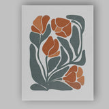 Abstract Earth Tone Floral Botanical Cutout Illustration Canvas Wall Art Print Decor Picture Ready to Hang