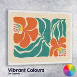 Tropical Orange Hibiscus Flower Botanical Illustration Canvas Wall Art Print Decor Picture Ready to Hang