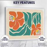 Tropical Orange Hibiscus Flower Botanical Illustration Canvas Wall Art Print Decor Picture Ready to Hang