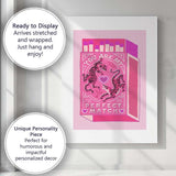 Pink Tiger Love Matchbox Valentine Illustration Canvas Wall Art Print Decor Picture Ready to Hang