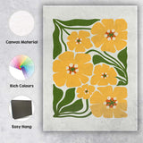 Mustard Yellow Floral Botanical Illustration Canvas Wall Art Print Decor Picture Ready to Hang