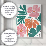 Abstract Pink Orange Botanical Floral Illustration Canvas Wall Art Print Decor Picture Ready to Hang